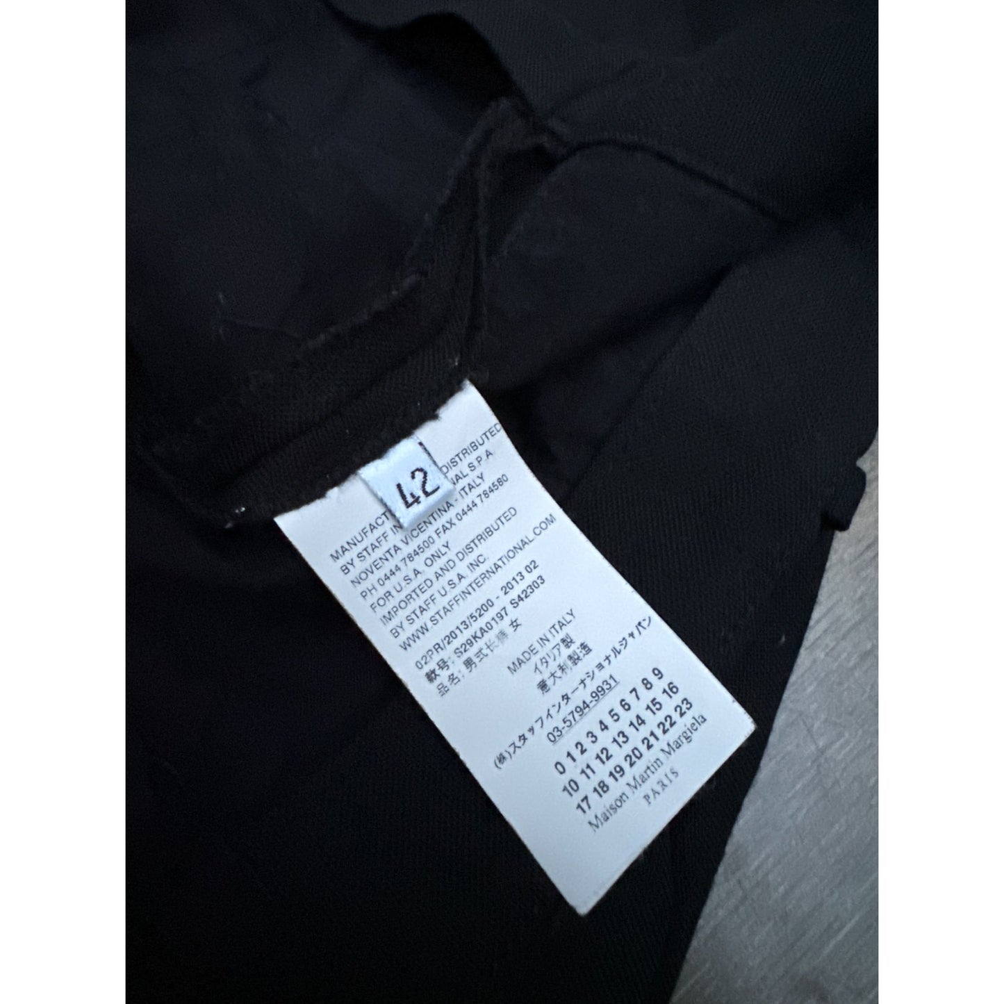 FW 2013 High Waist Black Wool Pants Size IT 42