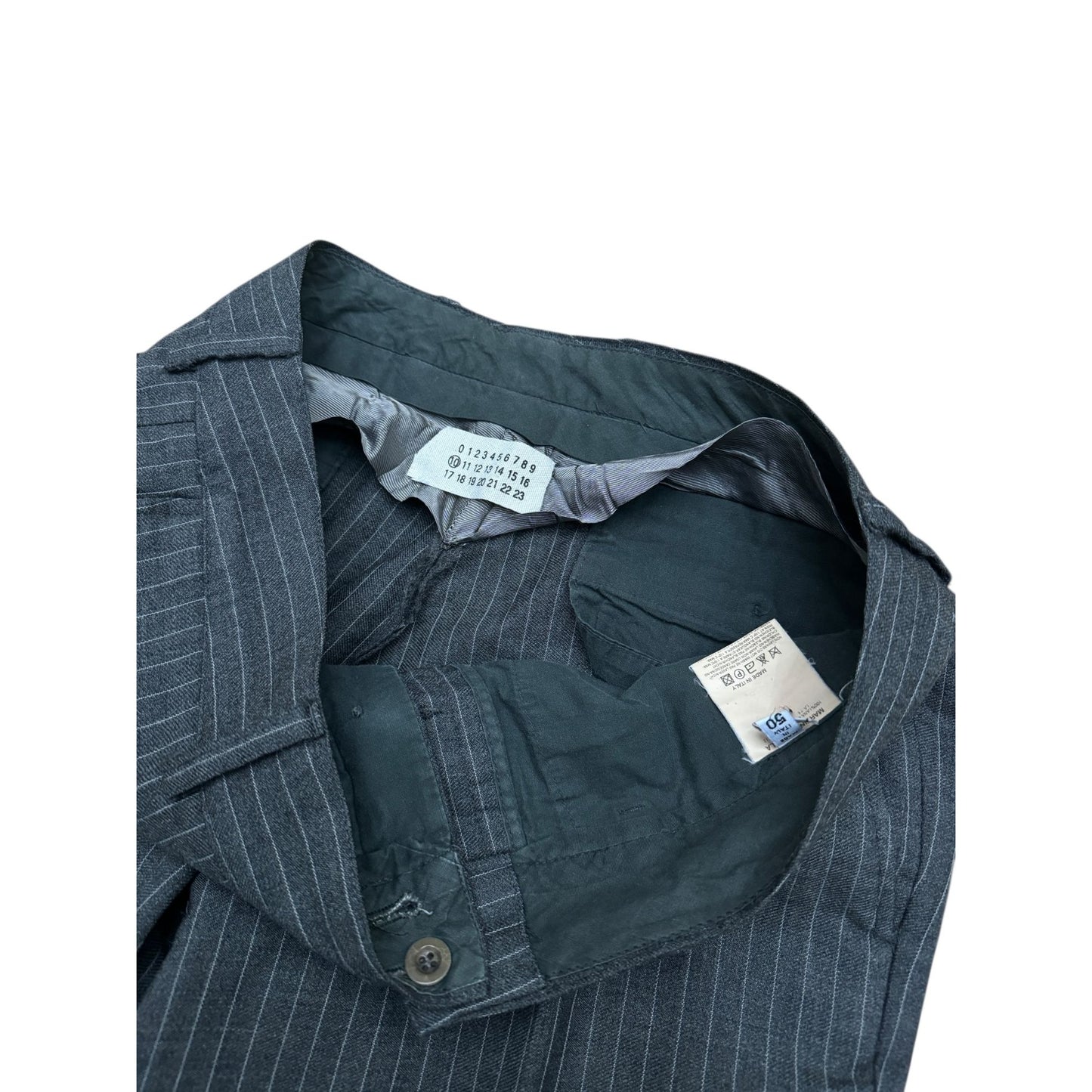 FW 2003 Grey Pinstripe Wool Trousers 