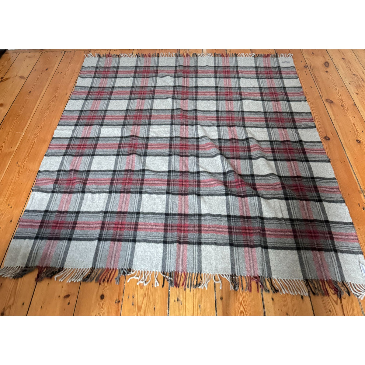 Pierre Frey Grey Tartan Wool Plaid Throw