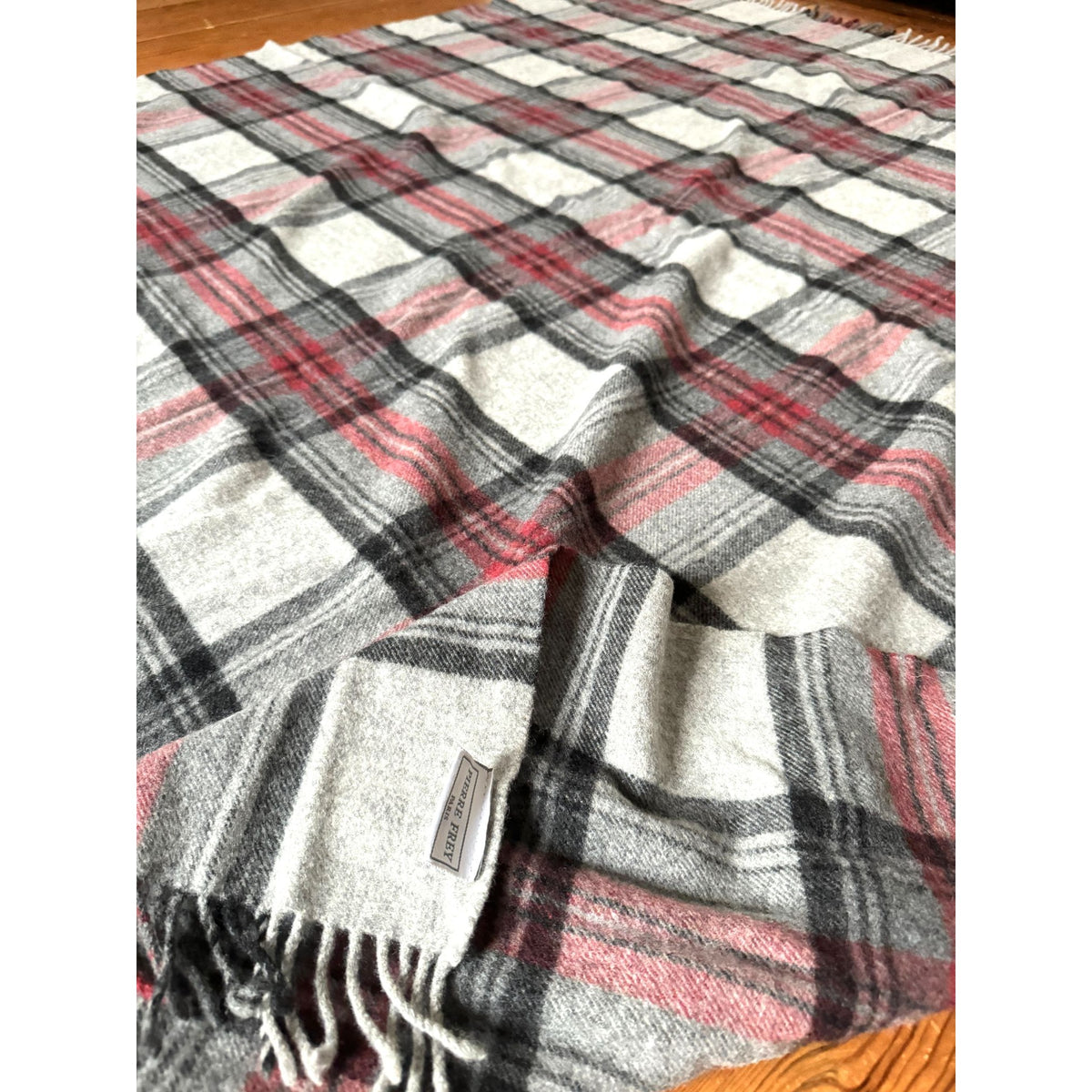 Pierre Frey Grey Tartan Wool Plaid Throw