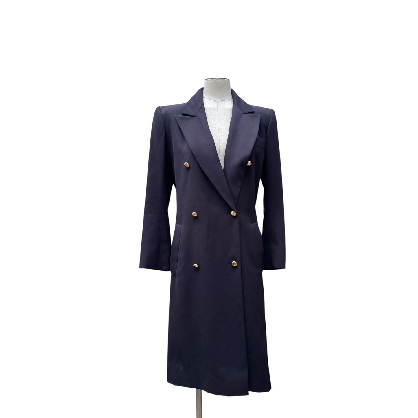 1970s Navy Wool Double-Breasted Coat