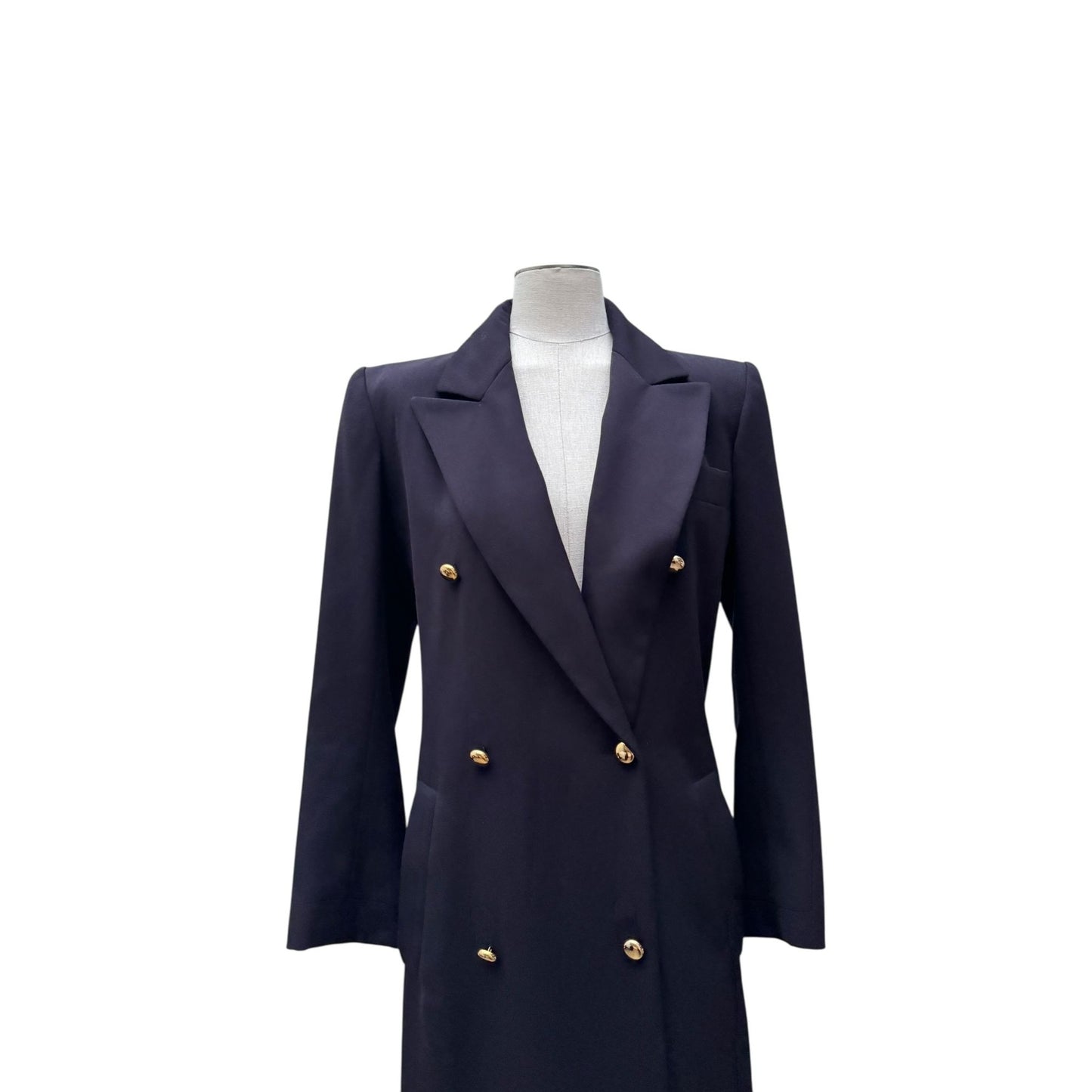 1970s Navy Wool Double-Breasted Coat
