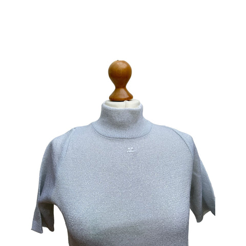 Light Blue Grey Silver Shiny Sweater