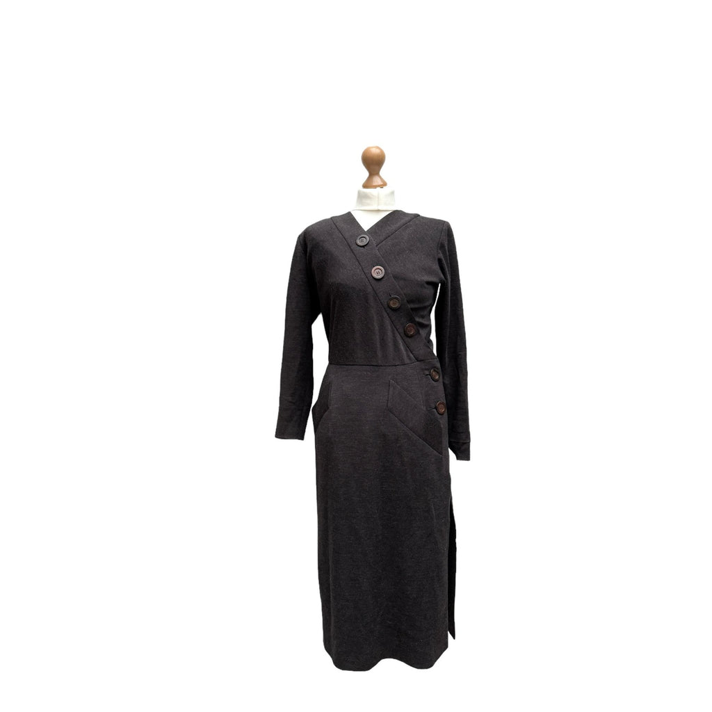 Vintage 1980s  Chocolate Wool Cotton Dress