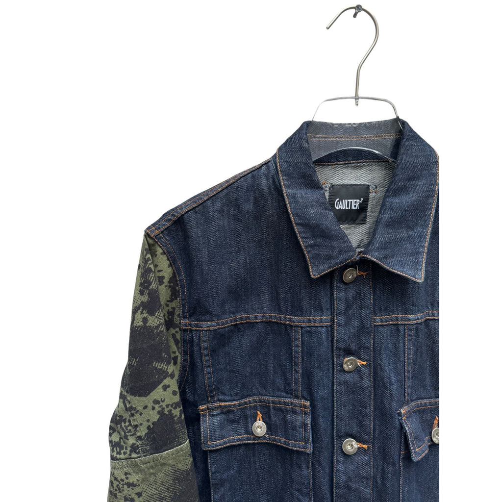 Raw denim Jacket + Camo Sleeves  Type 2 fit