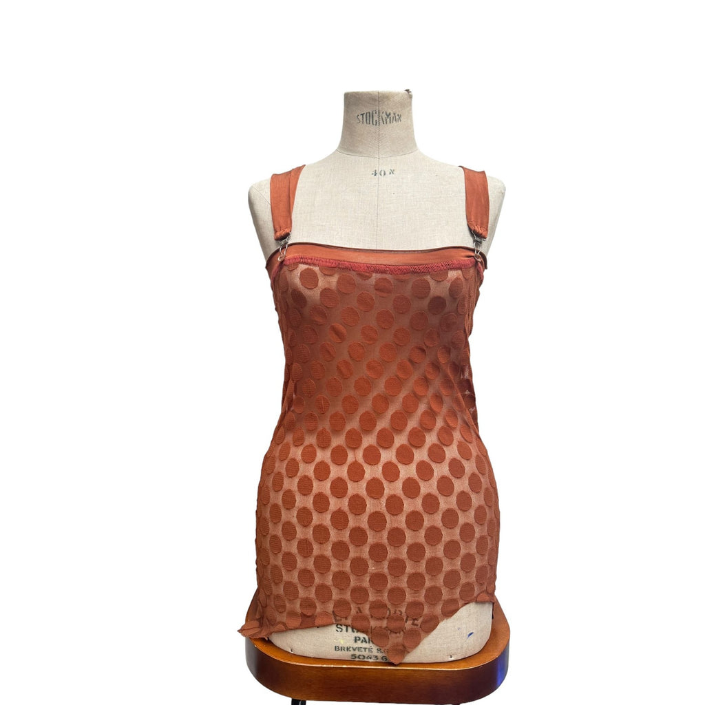 1980S Brown Dot Nylon Dungarees Tank top