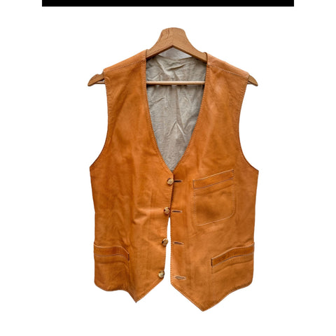 Archive SS 2005 Brown leather Vest Jacket  Size 50 / M