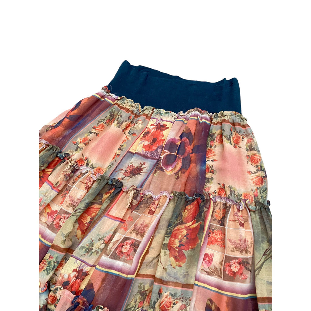 Junior  Tapestry / Floral Wide Skirt  Stretchable waist