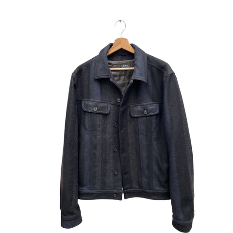 Navy Wool Striped Trucker Jacket  Medium APC