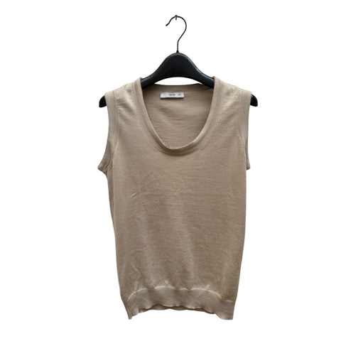 Beige Sleeveless Wool Vest