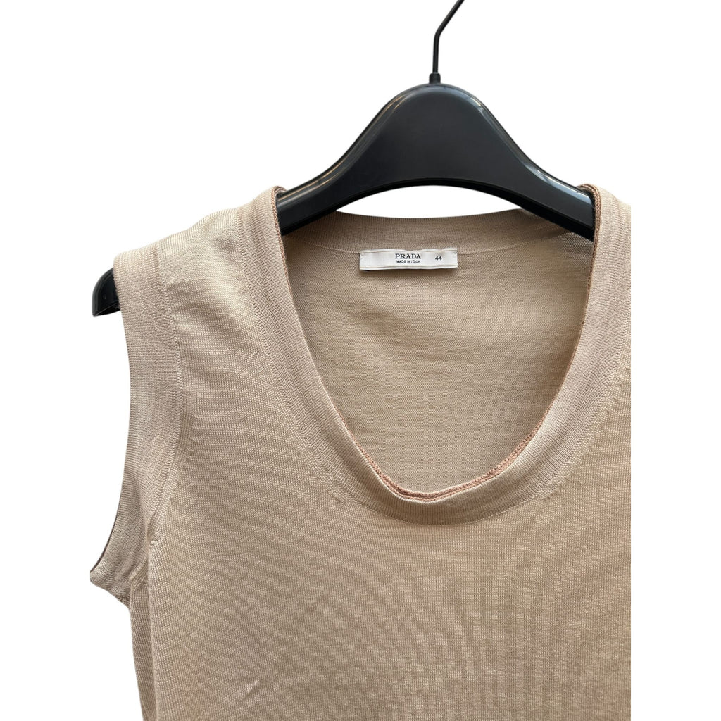 Beige Sleeveless Wool Vest