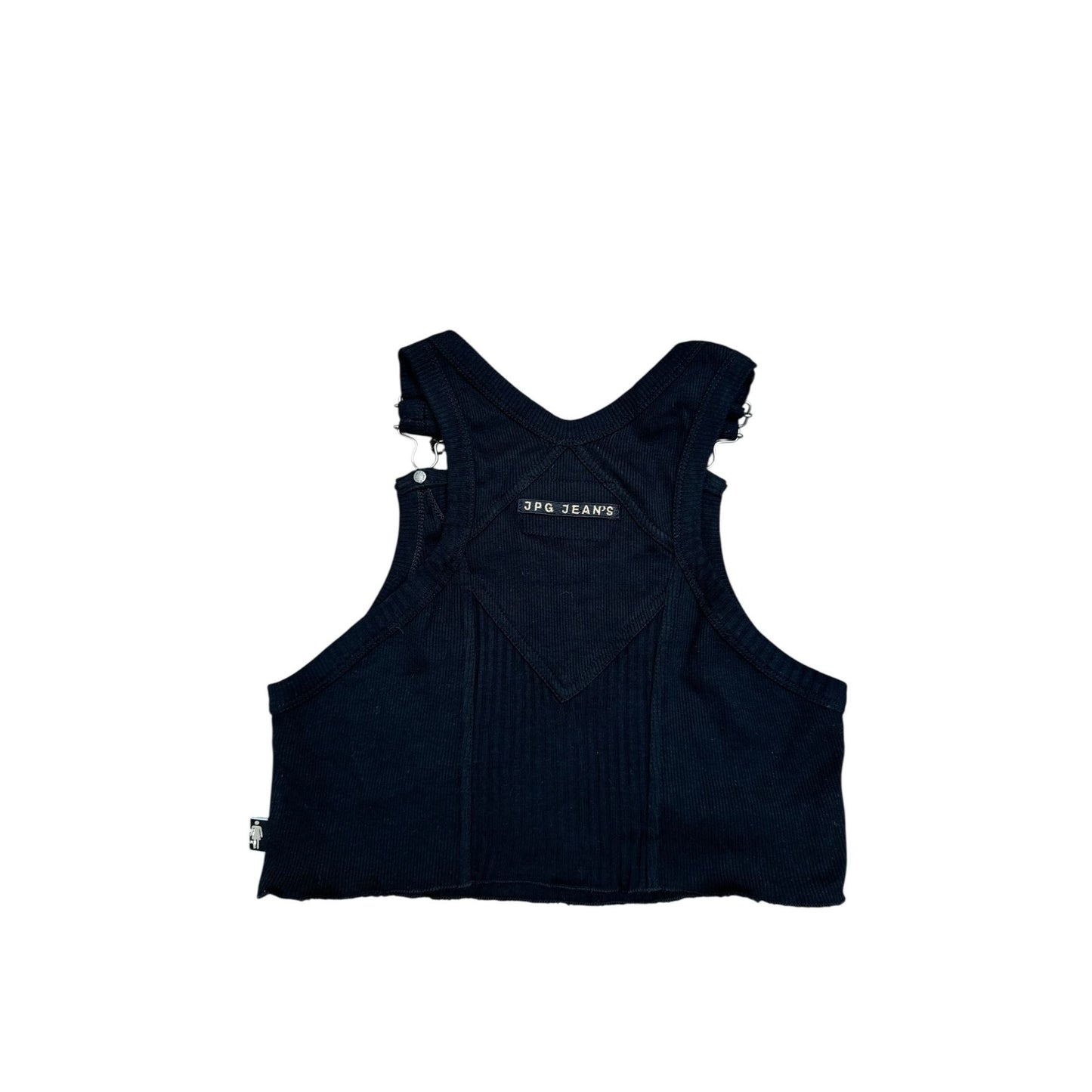 JPG Vintage Black Ribbed Knit Dungaree Crop Top