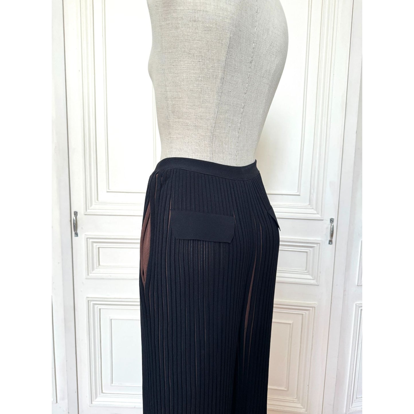 Phoebe Philo Pre Fall 2015 Wide Pleated Black Brown Pants