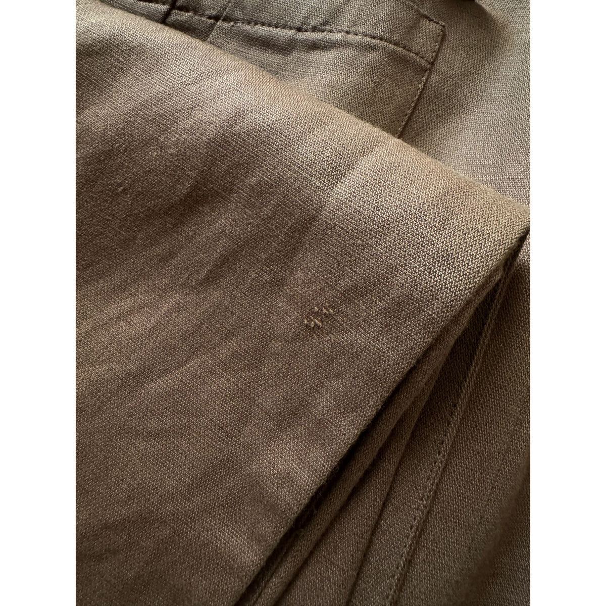 1990s Brown Linen-Blend Lace-Up Pocket Midi Skirt
