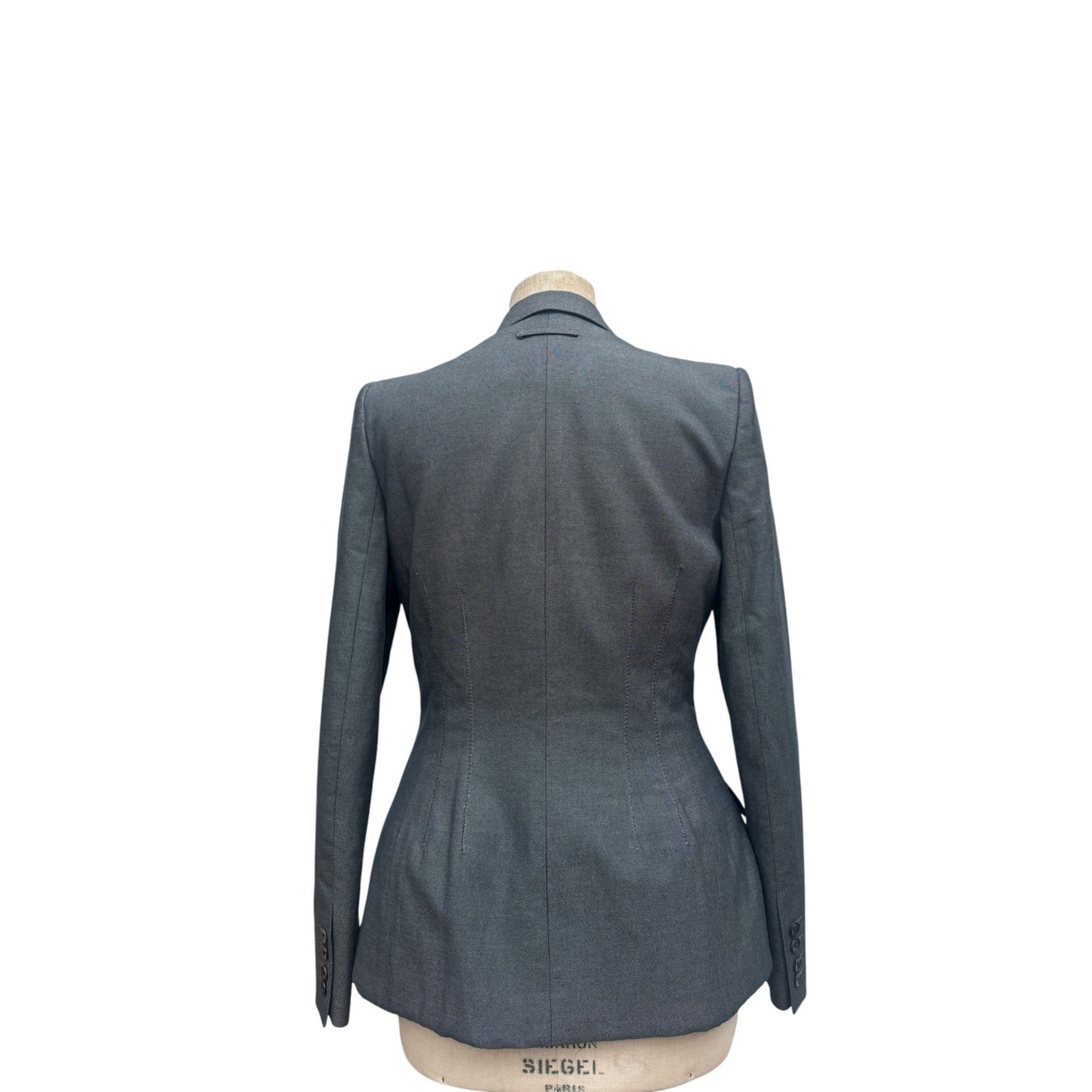 Grey Wool Double Breasted Blazer Jacket 