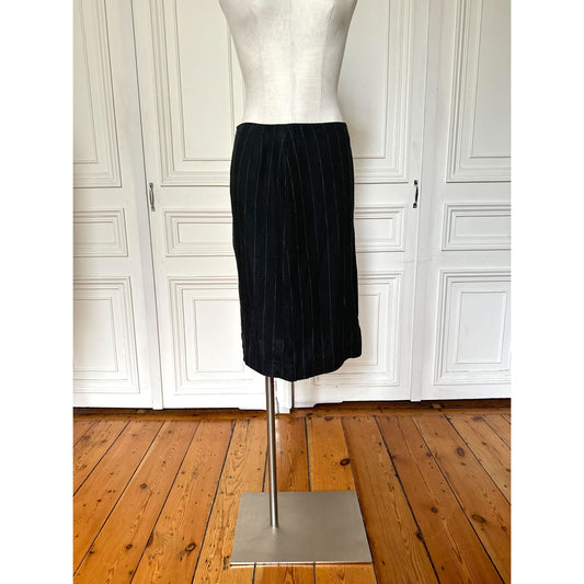 Navy Striped Linen Skirt