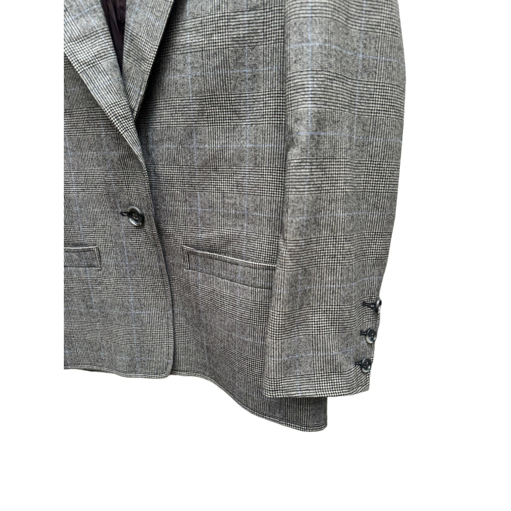 Vintage 1970s Grey Wool Checkered Blazer Jacket