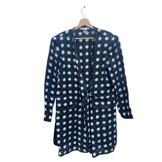 1970s Black Linen Stars Dress