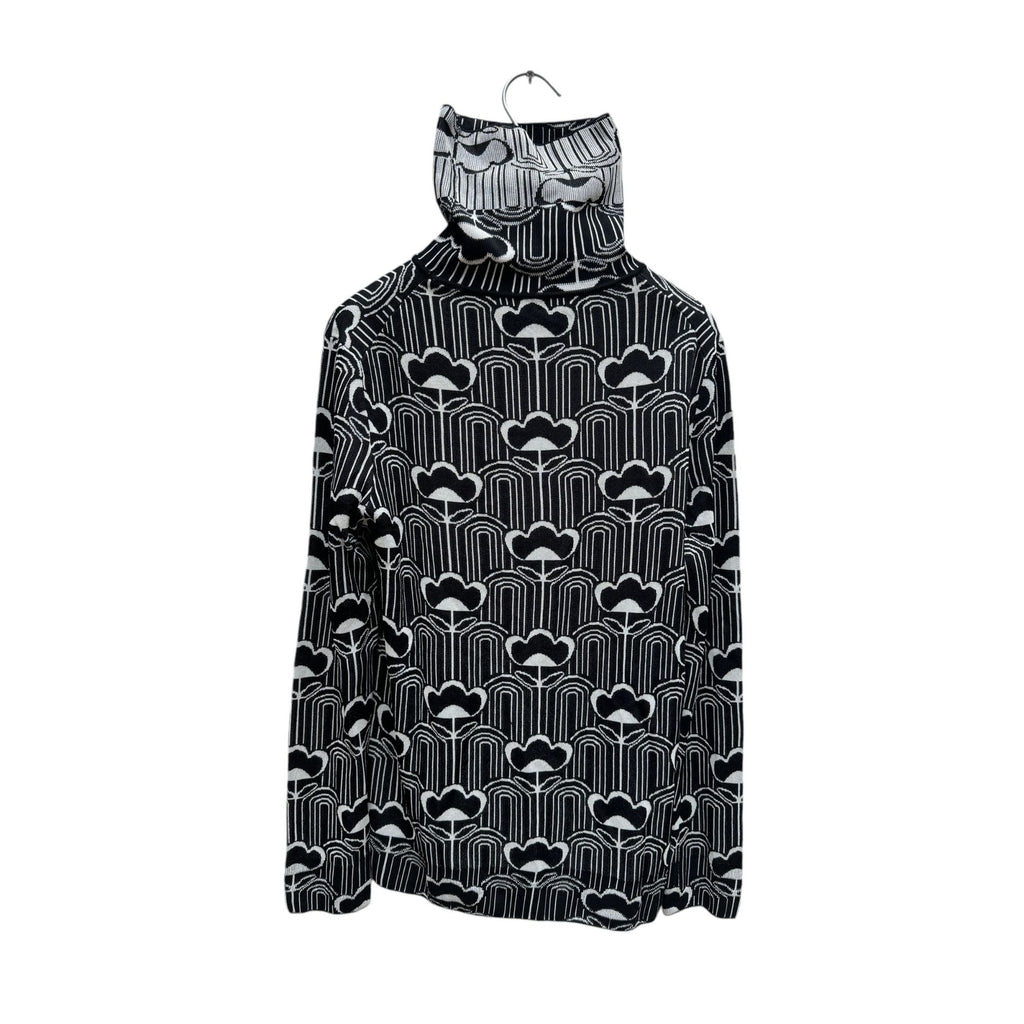 Grey Black Printed Rollneck