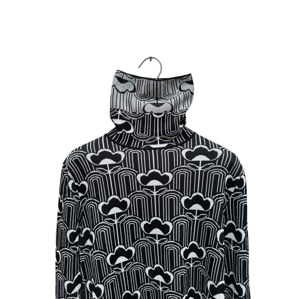 Grey Black Printed Rollneck