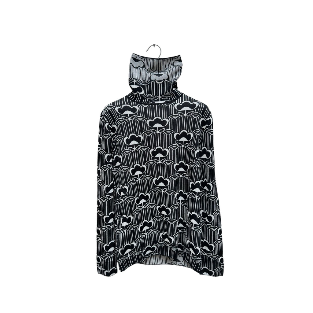 Grey Black Printed Rollneck