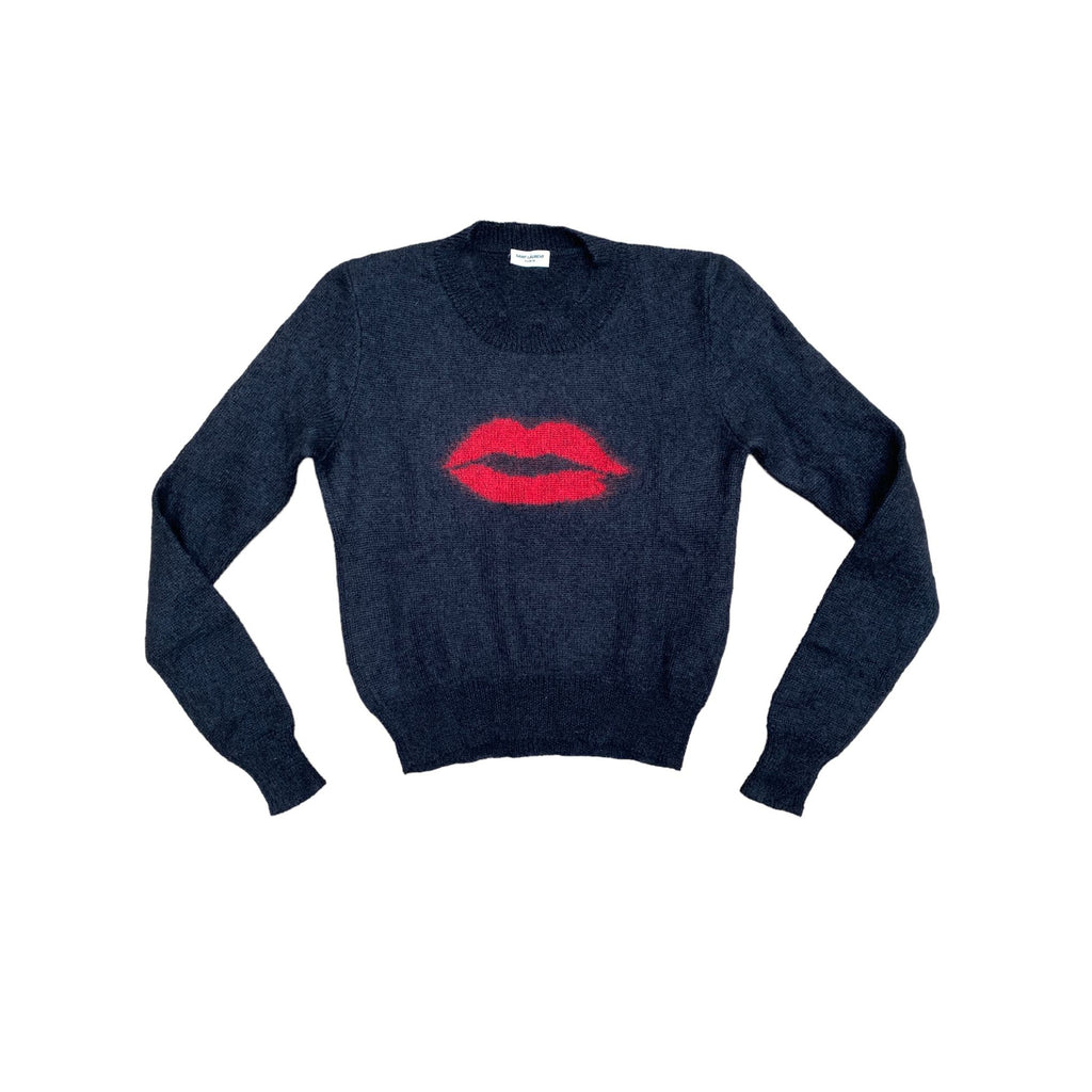 FW 2017 Black Virgin Wool Lips Sweater