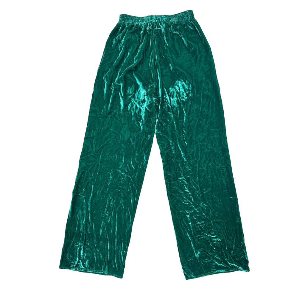 Emeraud Green Silk Blend Pants  Wide fit