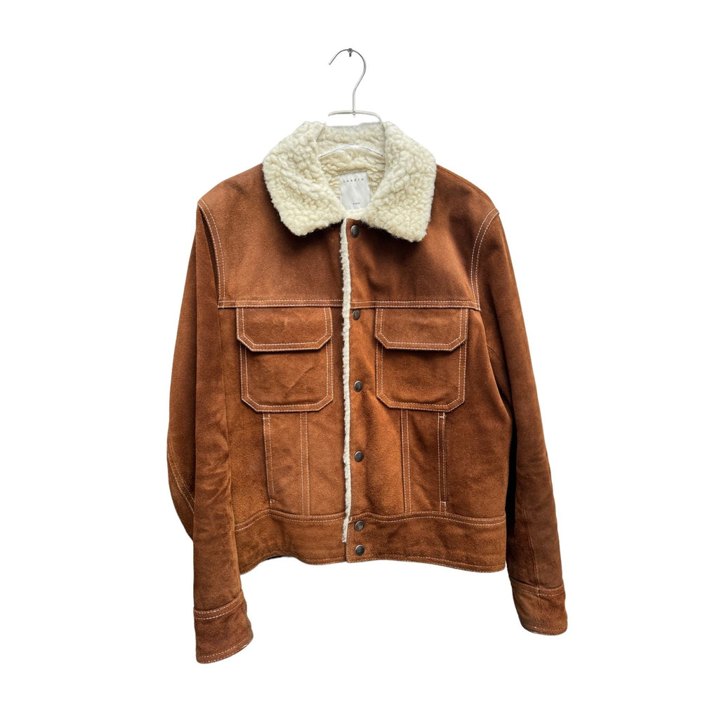 Brown Suede Leather Shearling Jacket