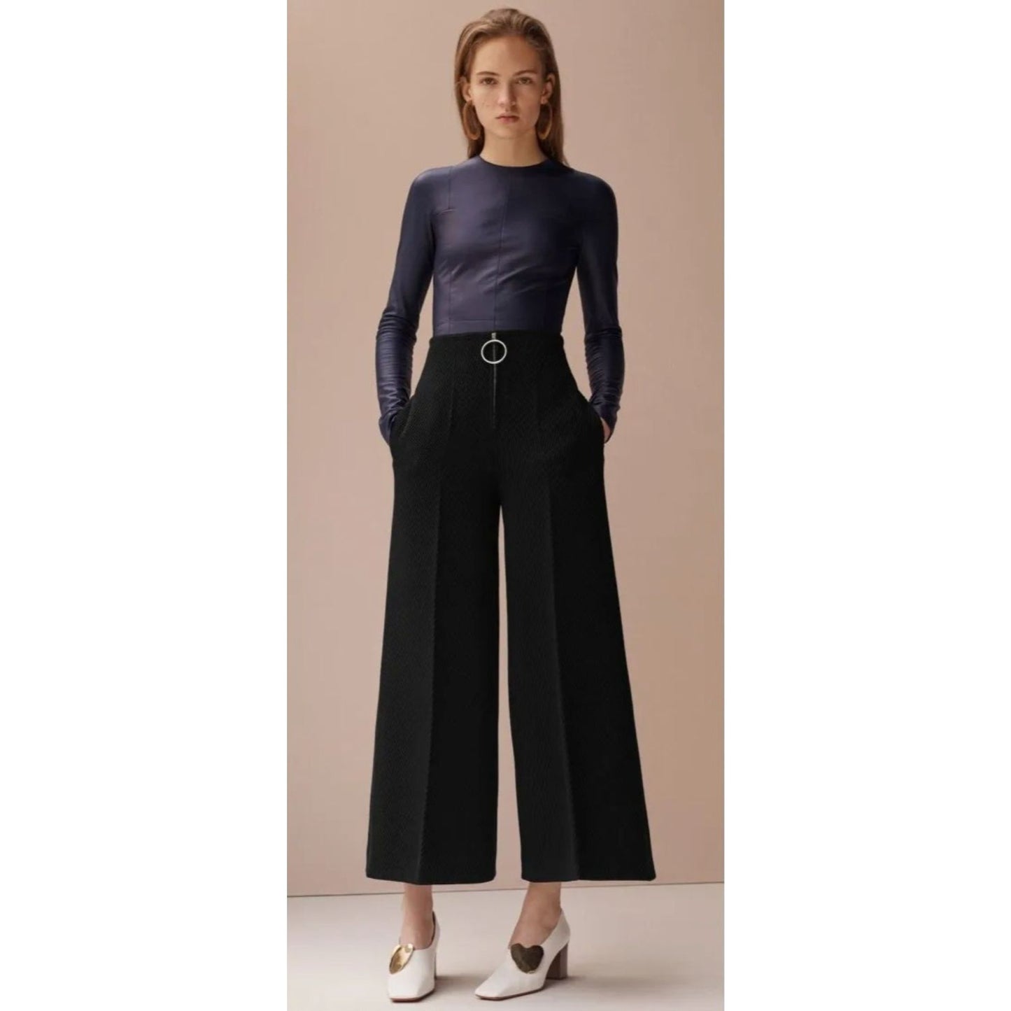 Phoebe Philo Pre-Fall 2015 Black Corduroy Wide-Leg Pants