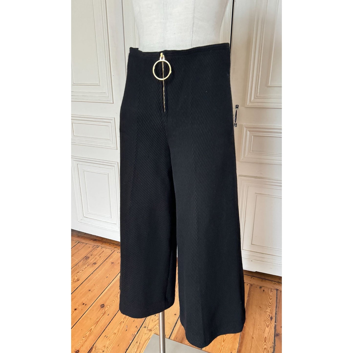 Phoebe Philo Pre-Fall 2015 Black Corduroy Wide-Leg Pants