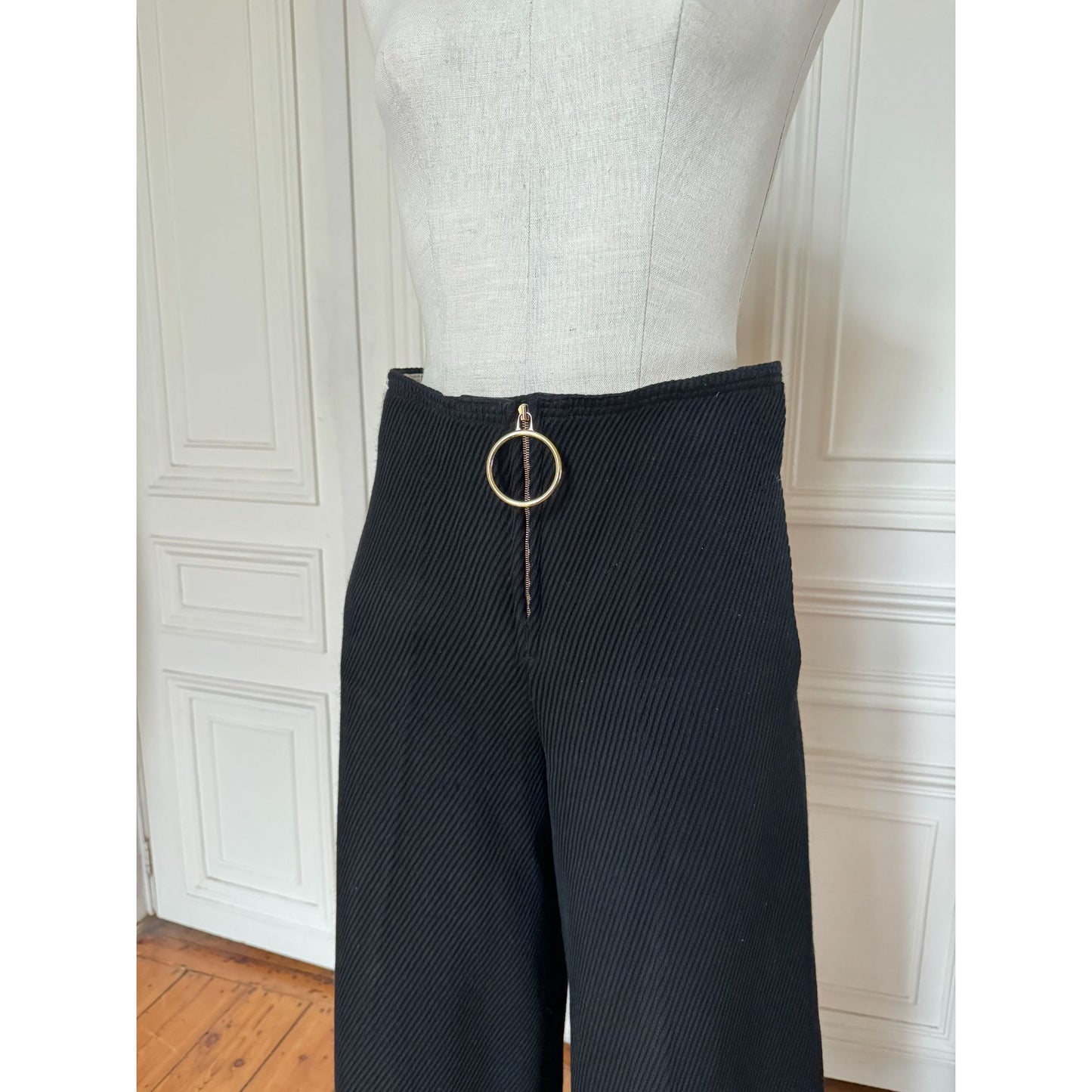 Phoebe Philo Pre-Fall 2015 Black Corduroy Wide-Leg Pants
