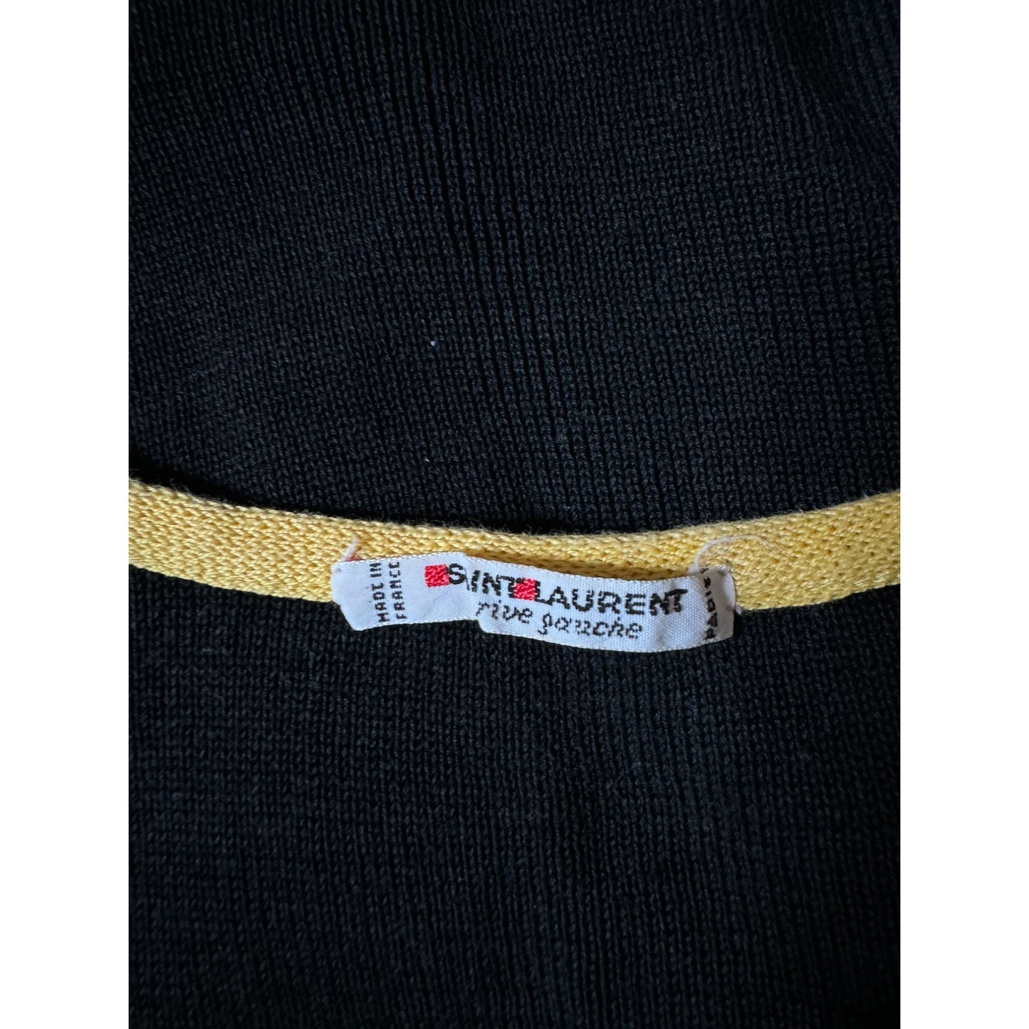 1970s Black Cotton Tank Top with Yellow Contrast Trim