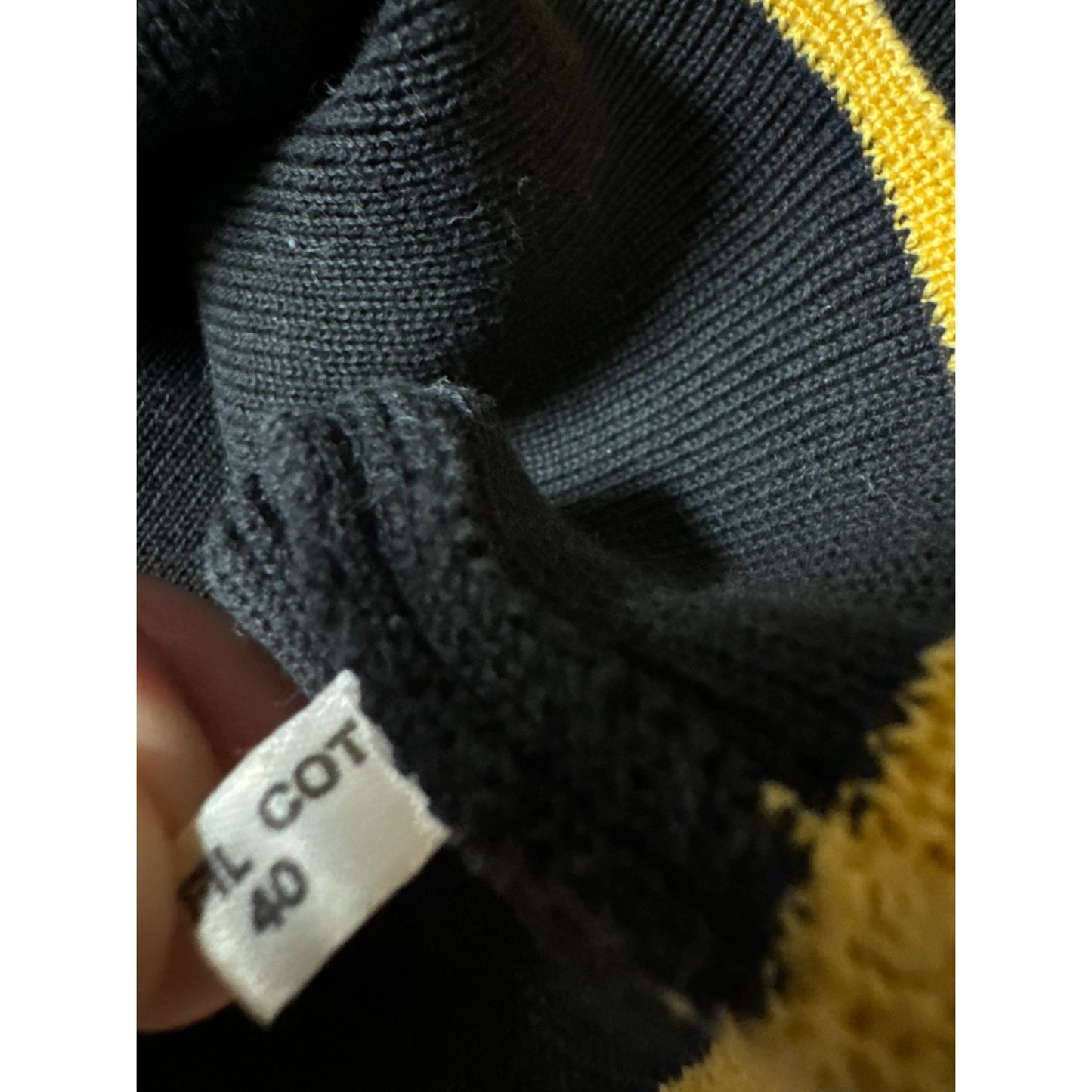 1970s Black Cotton Tank Top with Yellow Contrast Trim