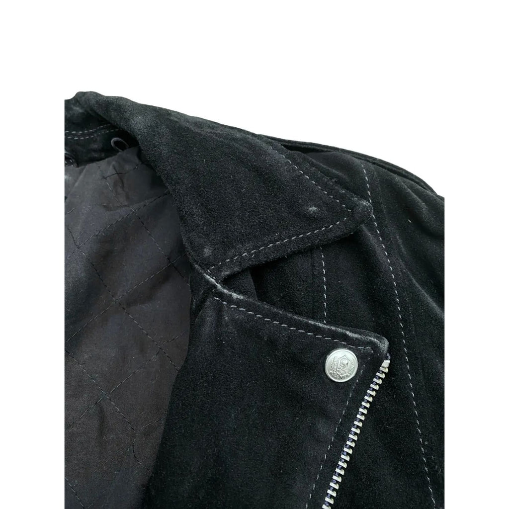 Black Suede Biker Leather Jacket