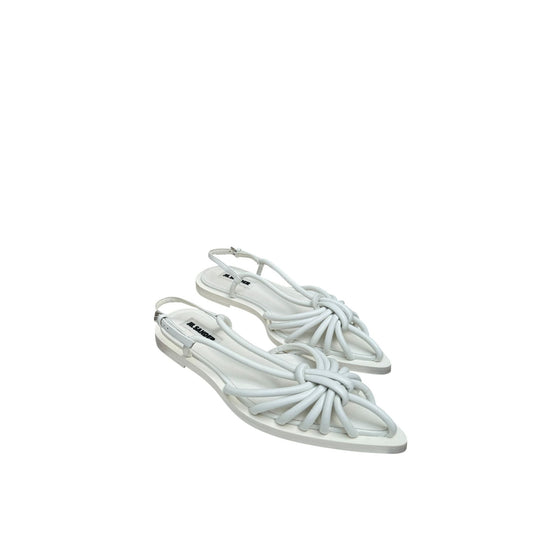 White Leather Pointed Sandals 