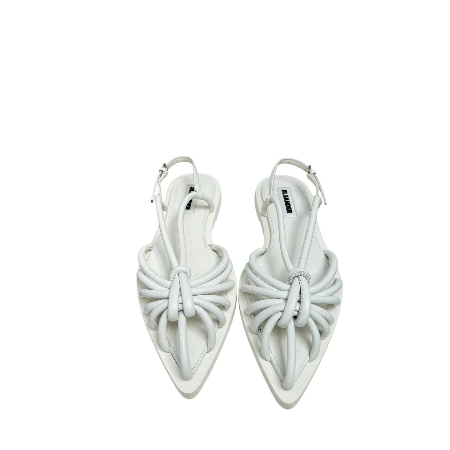 White Leather Pointed Sandals 