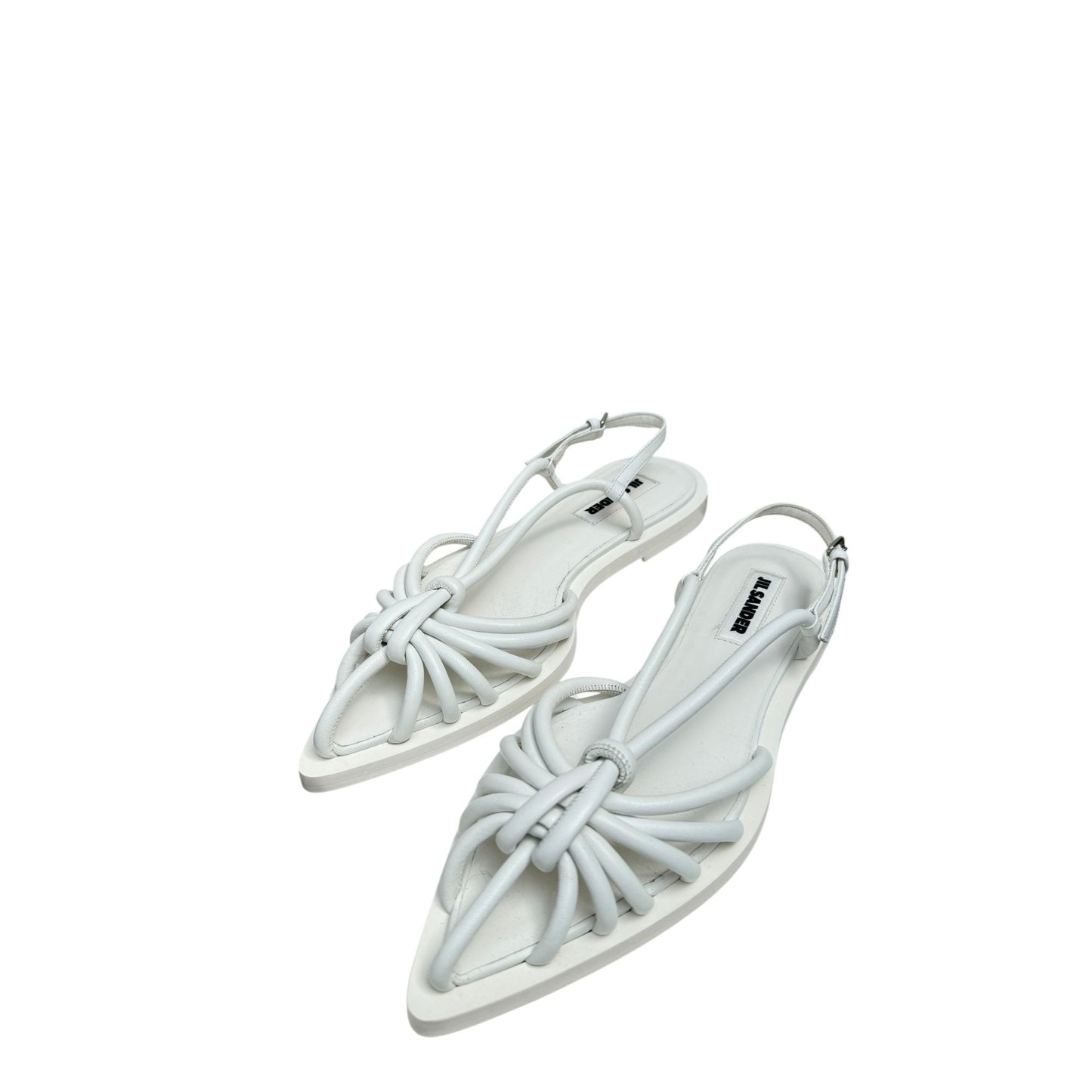 White Leather Pointed Sandals 