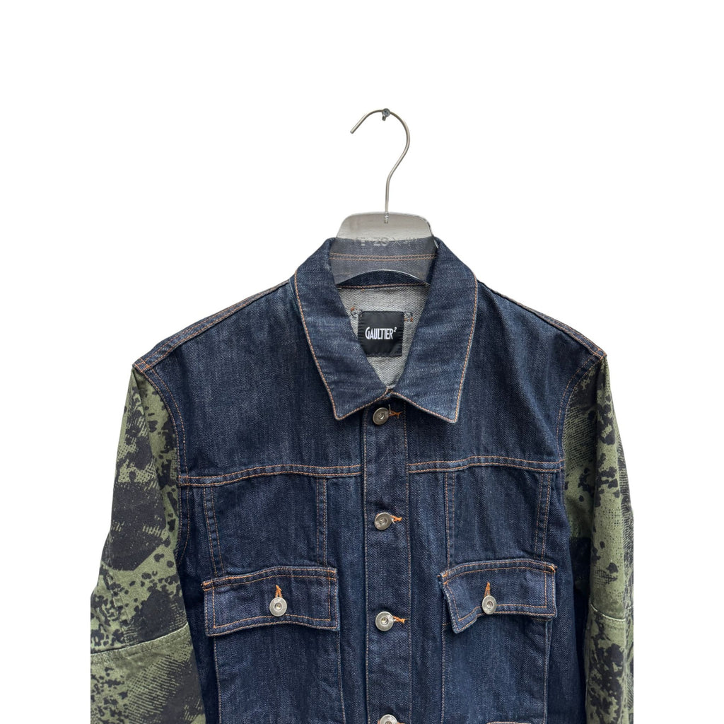 Raw denim Jacket + Camo Sleeves  Type 2 fit