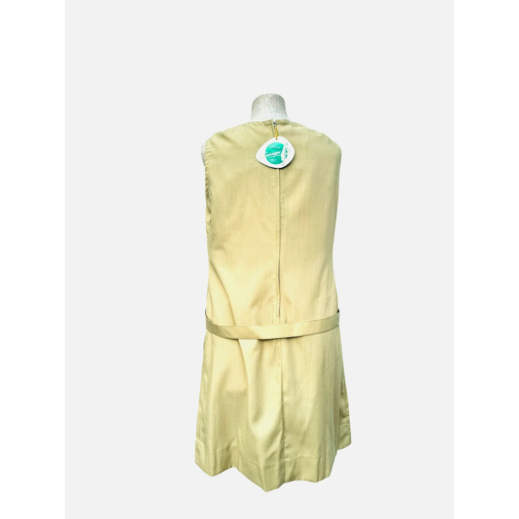 1960s Elegant Beige Belted Dress