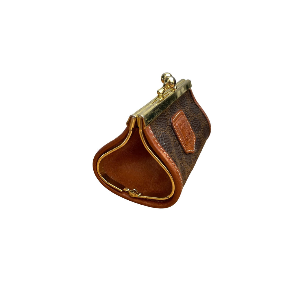 Brown leather coin purse bag