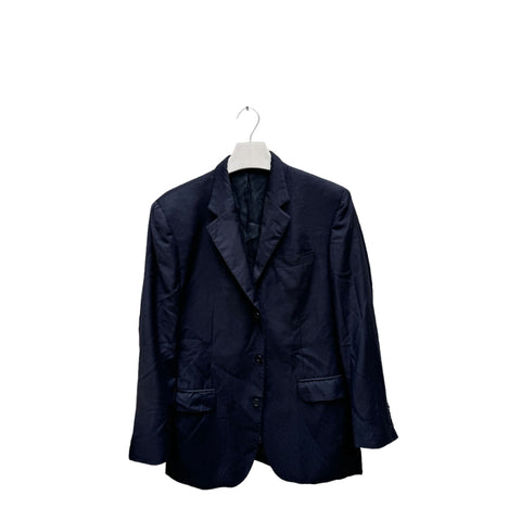 Dark Navy Striped Wool Blazer Jacket