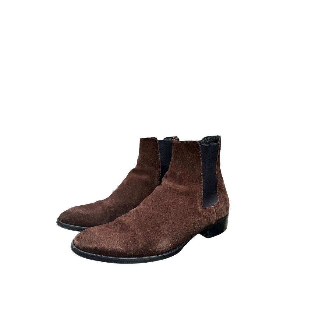 Brown Suede Chelsea Boots Cuban Heel