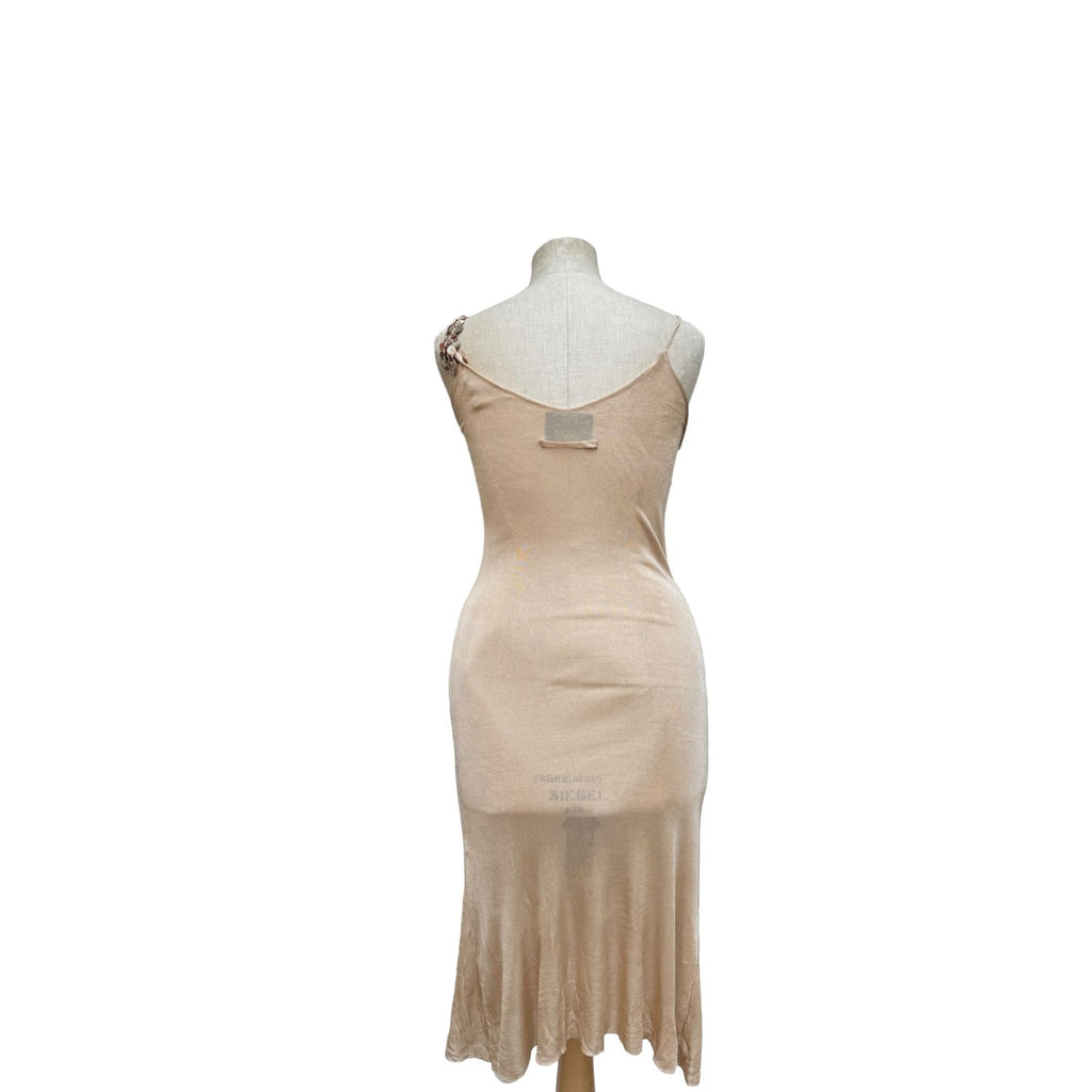 Vintage SS 2004 Beige Mesh Jewelry Dress