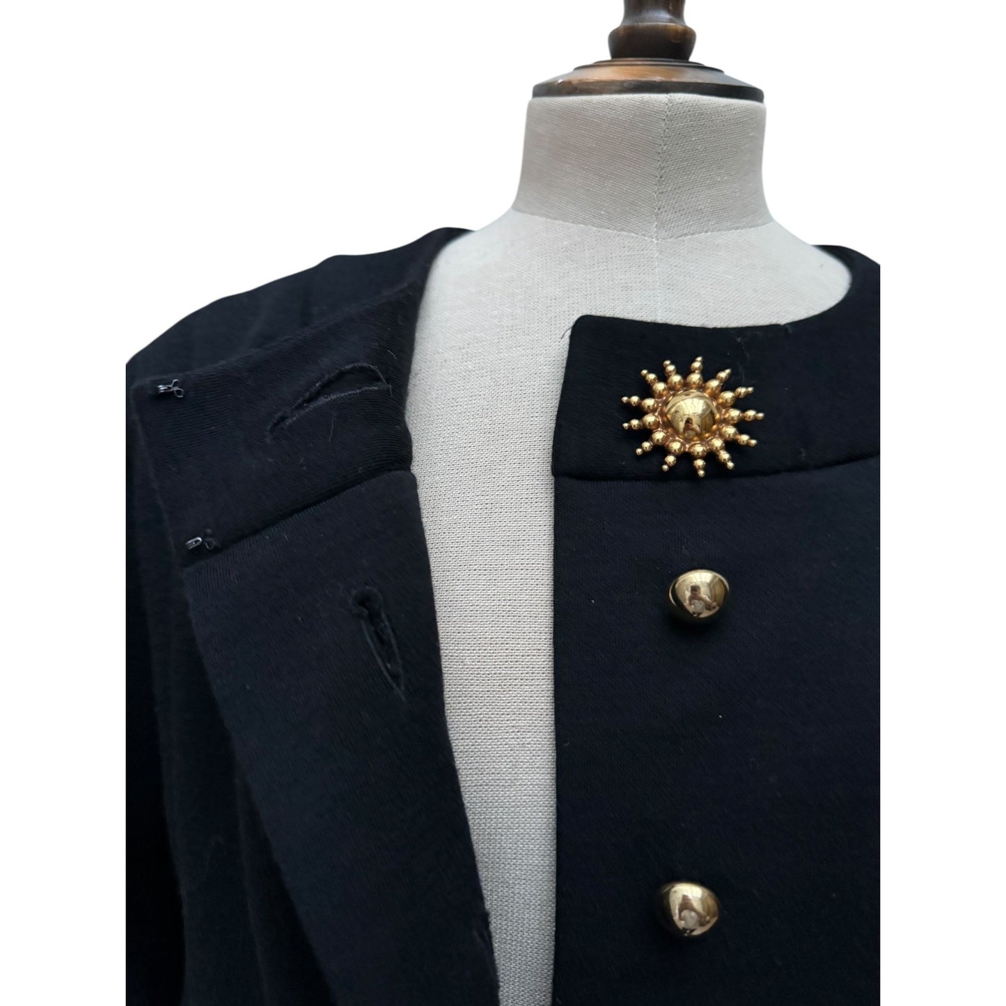  1980s Black Wool Dress