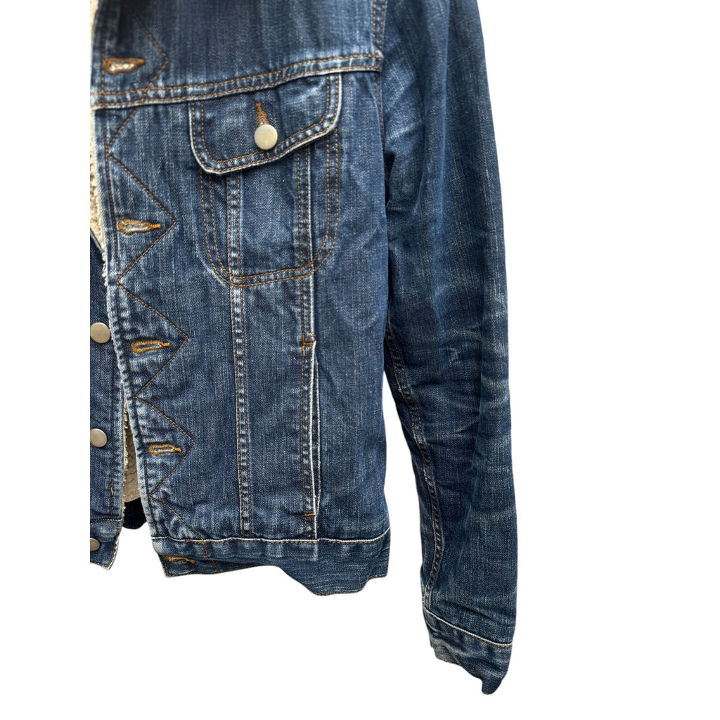 Denim Blue shearling jacket Sherpa Lined