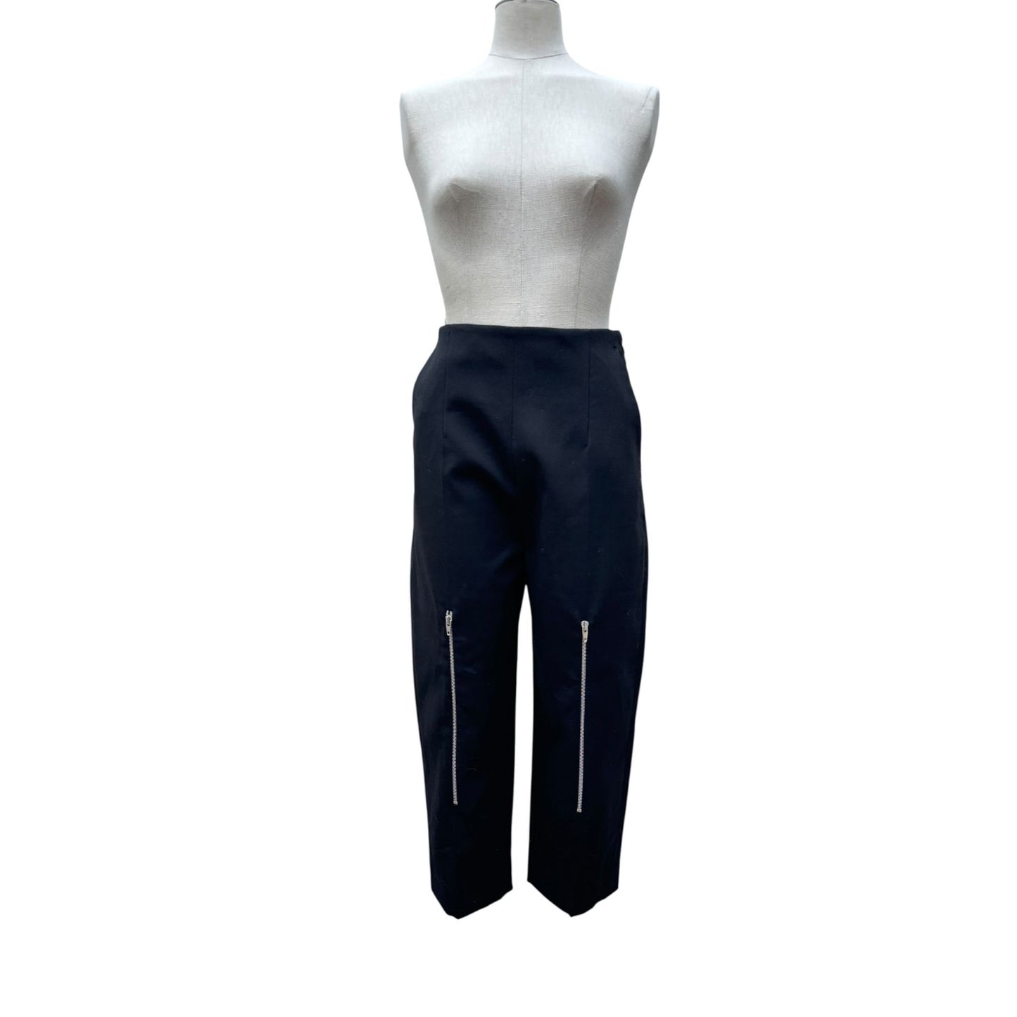 Phoebe Philo Black Front-Zip Wool Cropped Pants Size 34