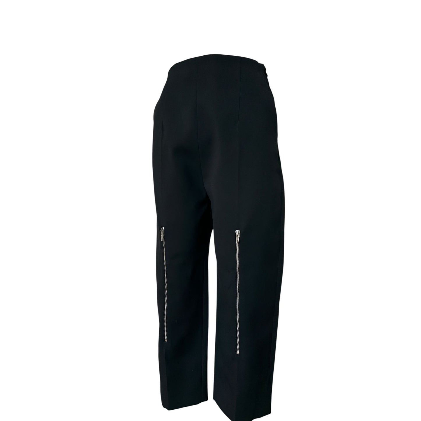 Phoebe Philo Black Front-Zip Wool Cropped Pants Size 34