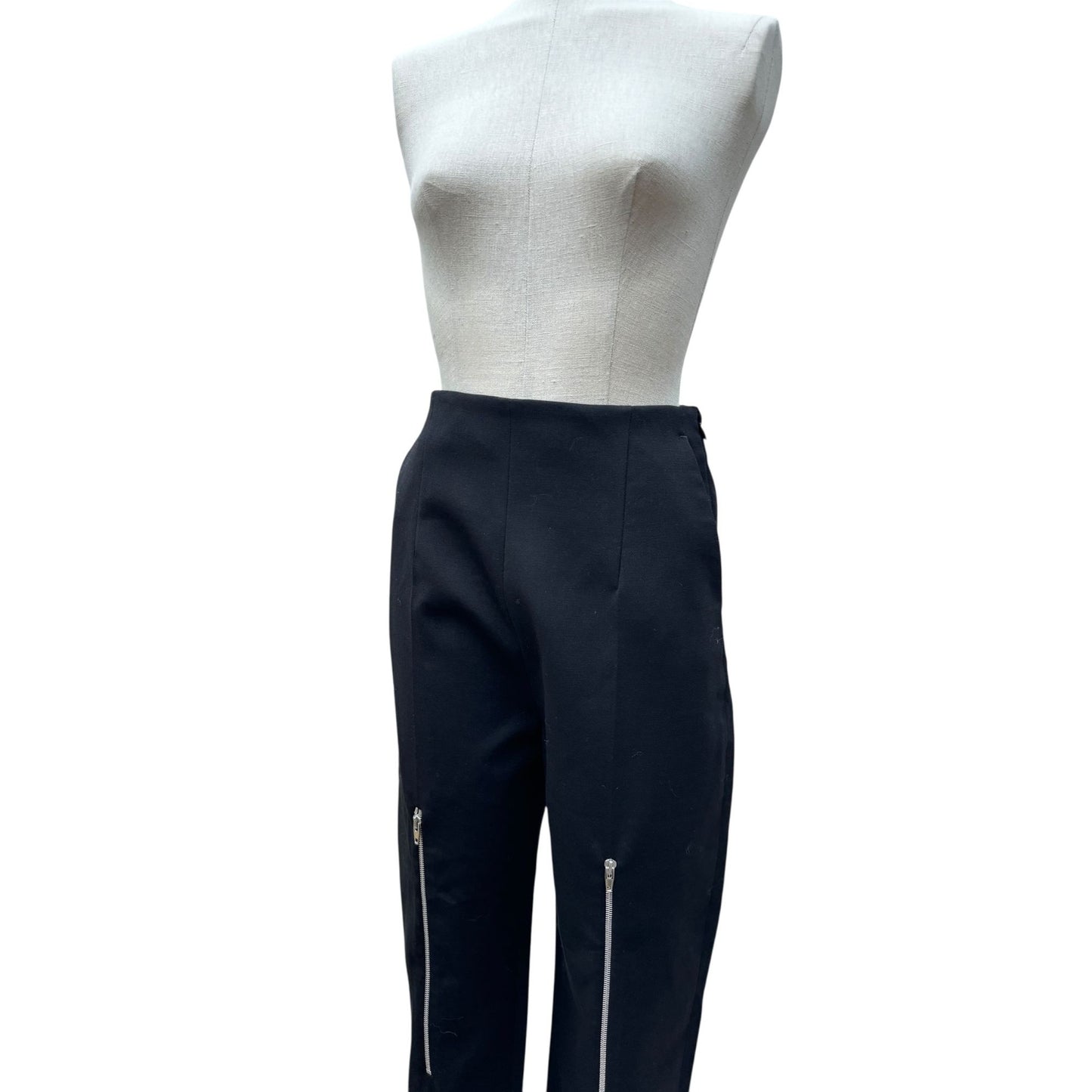 Phoebe Philo Black Front-Zip Wool Cropped Pants Size 34