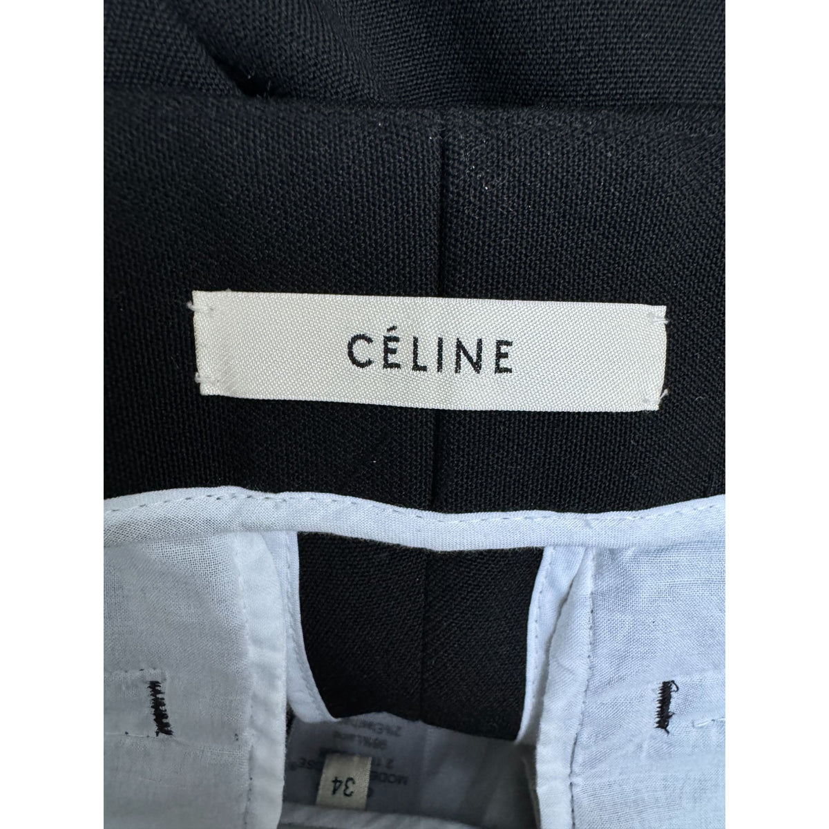 Phoebe Philo Black Front-Zip Wool Cropped Pants Size 34