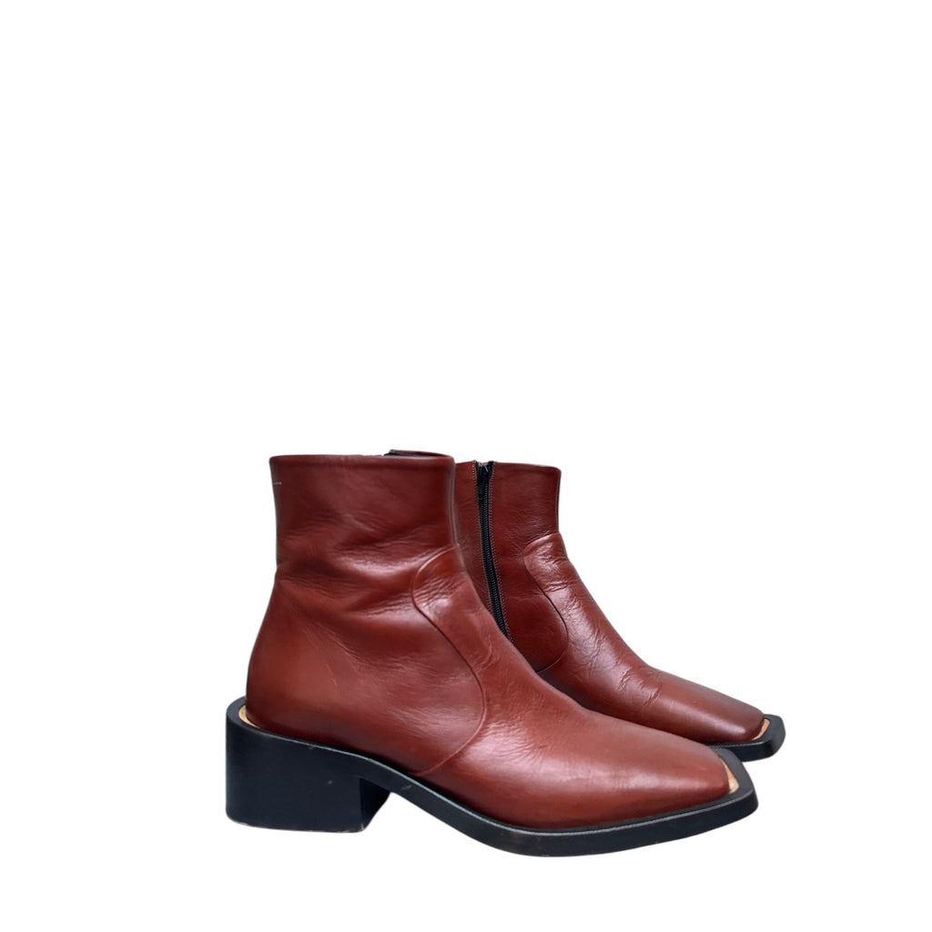 Brown Ankle Square Boots